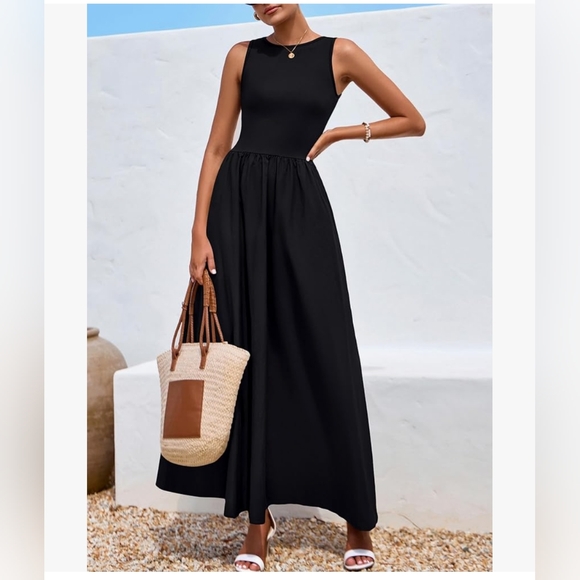 Elegant Black Sleeveless Maxi Dress Size M Medium - Picture 4 of 8
